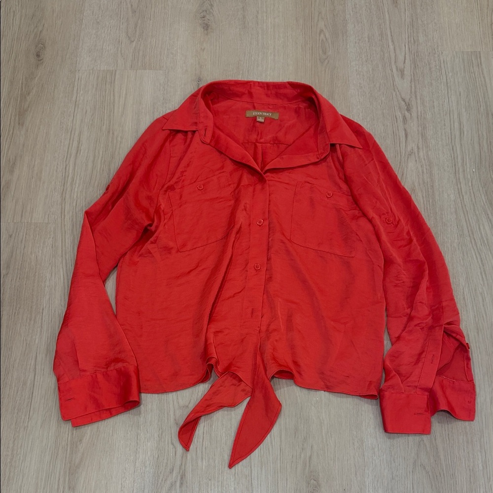 NWT Ellen Tracy Large Stylish Pink Red Women's Top